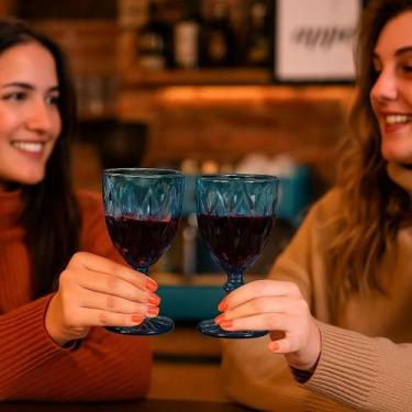 Imagem de Conjunto 6 Taças Vidro Azul Jogo Elegante Servir Bebidas Recipiente Dr