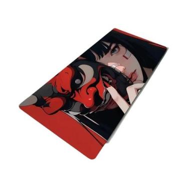 Imagem de Mouse Pad XXL Com Estampa De Máscara De Diabo Oni Em Preto E Branco, T