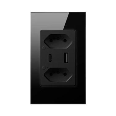 Imagem de Tomada De Parede Inteligente Brasileira 16A USB Tipo C Tuya ZigBee WiF