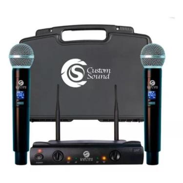Imagem de Microfone Sem Fio 2 Bastões Digitais Prof Cw 40w Custom Sound Cor Pret