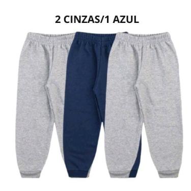 Imagem de Kit 3 Calças Moletom Peluciado Algodão Infantil Juvenil Inverno 4 ao 1