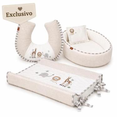 Imagem de Kit Ninho Redutor Almofada Amamentação e Trocador Bordado Batistela Ba