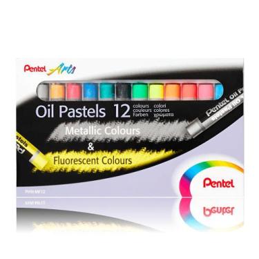 Imagem de Giz Pastel Oleoso Cores Metálicas e Fluorescentes - Pentel