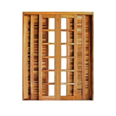 Imagem de Portal Correr Veneziana 6 Folhas Itauba Reto com Fechadura 1,80 x 2,10
