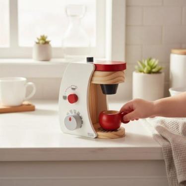 Imagem de Kit Cafeteira Infantil Xícara Cápsulas Madeira Montessori - Newart