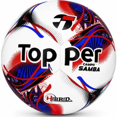 Imagem de Bola Campo Topper Samba Hybrid Oficial Treino Jogo, Vermelho, Azul, ÚN