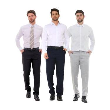 Imagem de KIT Masculino 3 peças Calça Social Slim Calça para Terno Oxford Preto 