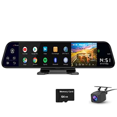 Imagem de XRC TECH Carro DVR Dashboard android retrovisor espelho inteligente com monitoramento remoto 4G rede Dash Cam Backup Camera Wifi GPS de navegação Bluetooth Music Dual Lens Monitor de Estacionamento Night Vision