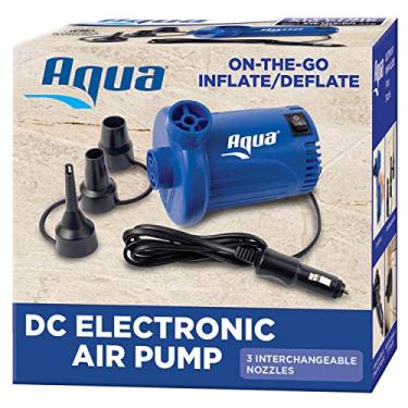 Imagem de Aqua LEISURE Heavy Duty 12V DC Air Pump for Inflatables, Air Mattresses, Sports Balls, Quick-Inflate 12V Electric Pump, 3 Nozzle Attachments, Black (AQX20389)