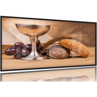 Imagem de Quadros Decorativos Ceia Calice Vinho Cozinha Copa 130x60 Moldura Preta 2x2