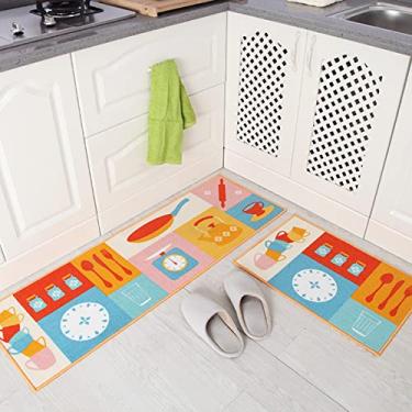 Imagem de Tapete de cozinha 2 peças tapetes e tapetes de cozinha, tapete acolchoado antifadiga, conjunto de tapetes de cozinha à prova d'água antiderrapante para cozinha, escritório, pia 40 x 60 cm + 40 x 119 cm