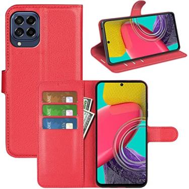 Imagem de Capa Capinha Carteira Para Samsung Galaxy M53 5G Case Couro Flip Wallet Função Suporte e Porta-cartões (Vermelha)