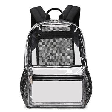 Imagem de Abshoo Mochila transparente resistente aprovada por estádio para escola, Preto, Medium