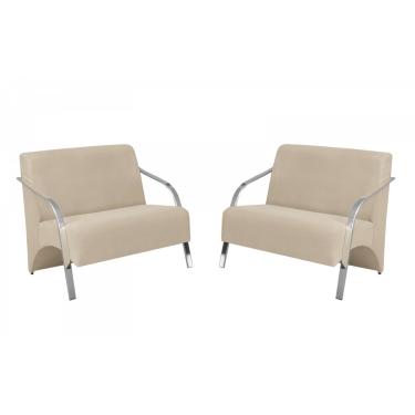 Imagem de Kit 2 Poltronas Namoradeira 2 Lugares Vênus Braço Alumínio D Salla Suede