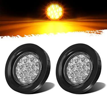 Imagem de Partsam 2 peças de kit de marcadores laterais redondos de LED âmbar com lentes transparentes de 6,35 cm com leve, argolas e arame para reboque de caminhão de pigtail RV