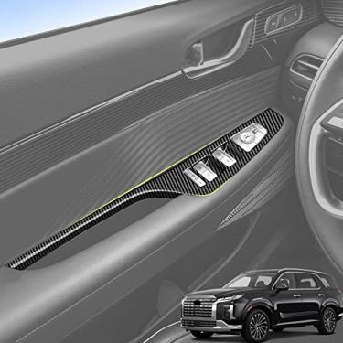 Imagem de GZBFTDH painel acessórios para carro, compatível para Hyundai Palisade 2023 porta janela vidro elevador painel botão interruptor placa tampa guarnição placa