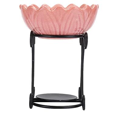 Imagem de Forno de Aroma, Incenso de Ferro Queimador de Óleo Aromático Vela Forno de Aromaterapia Folha Dormindo Suporte de Óleo Essencial para Queimador de Óleo de Incenso de Escritório Doméstico(Pink)