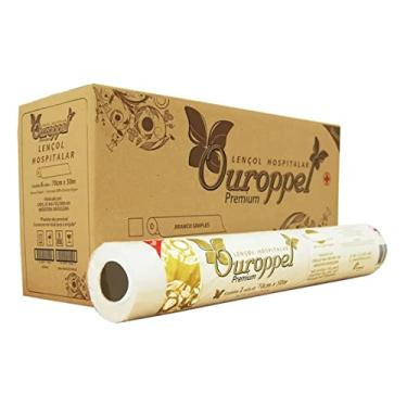 Imagem de Lençol de Maca Descartável Hospitalar Ouroppel Premium Caixa Com 6 Rolos 70 cm x 50m 100% Celulose