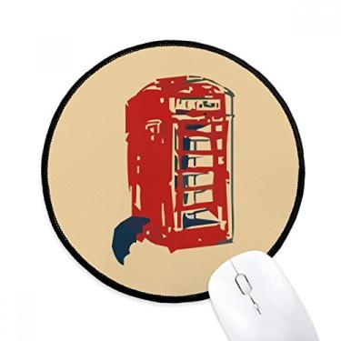 Imagem de Cabine de telefone guarda-chuva, mouse pad de mesa para escritório, tapete redondo para computador