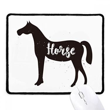 Imagem de Mouse pad de cavalo preto e branco com borda costurada Tapete de borracha para jogos