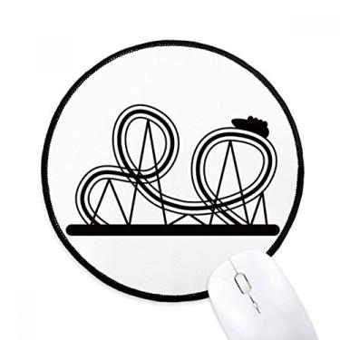 Imagem de Mouse pad preto com contorno do parque de diversões, tapete redondo apoio mouse para escritório