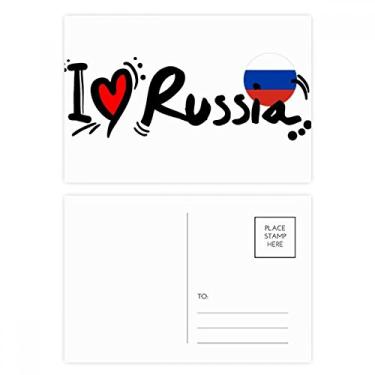 Imagem de Cartão postal I Love Russia Bandeira de Palavra Coração Conjunto Cartão Cartão Cartão de Felicitação