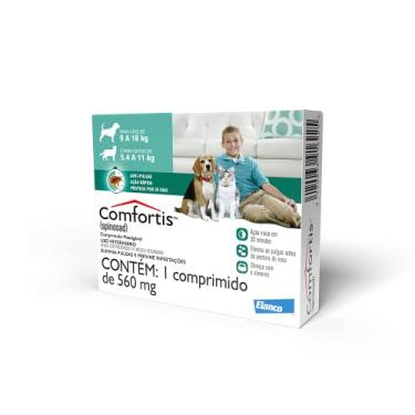 Imagem de COMFORTIS 560MG - ANTIPULGAS PARA CÃES DE 9 A 18KG E PARA GATOS DE 5,4 A 11KG - ELANCO - 1 COMPRIMI