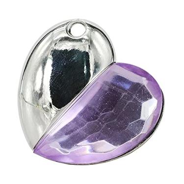 Imagem de Pen Drive USB em forma de coração de 32 GB, unidades USB cartão de memória, pen drive USB 2.0, pen drive, unidade USB, armazenamento de data, disco com zíper, pendrive, pendrive (roxo)