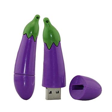 Imagem de Unidade USB 2.0 em formato de berinjela de 16 GB, unidade de memória, pen drive, arquivos USB, unidade de disco em U, disco com corrente (roxo)