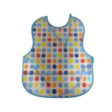 Imagem de Babador Avental Impermeável Com Cata Migalhas Para Bebê Infantil Modelo:azul Com Bolinhas