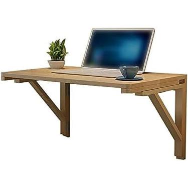 Imagem de Mesa dobrável de parede, mesa simples de computador de madeira maciça, pode economizar muito espaço, 80 cm x 50 cm
