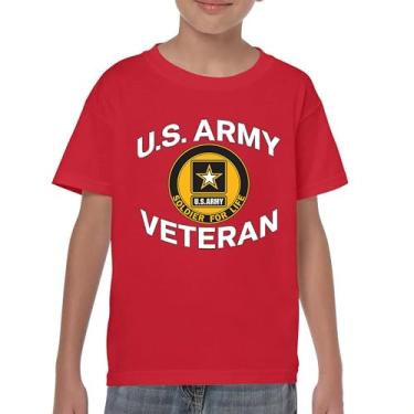 Imagem de Camiseta juvenil US Army Veteran Soldier for Life Military Pride DD 214 Patriotic Armed Forces Gear Licenciada Kids, Vermelho, GG