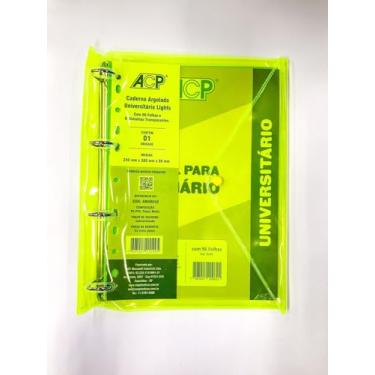 Imagem de Fichário Universitário Lights Neon Amarelo Pvc 96 Folhas - ACP