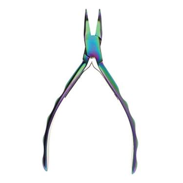 Imagem de The Beadsmith Alicate de nariz de corrente dobrada da série Chroma, 5,5 polegadas (140 mm), cabeça de aço inoxidável endurecido, revestimento de titânio arco-íris, alça confortável contornada e mola