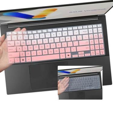 Imagem de 2 peças de capa de teclado para ASUS Vivobook 15 M5506 S5506 S5507 S5507QA, Vivobook 16 M5606 S5606 Skin-OPink+Clear
