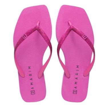 Imagem de Chinelo Ramarim Feminino Solarize Bico Quadrado Glitter 231233 Pink 05 41/42