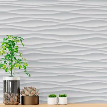 Imagem de Papel de Parede Adesivo Efeito Gesso Ondulado 3d Geométrico Sala quarto Cozinha Viníl 3m