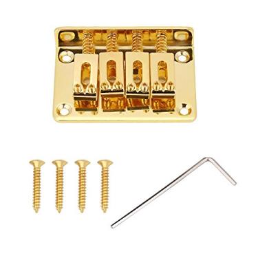 Imagem de Ponte de Guitarra Elétrica, Peças de Reposição de Uklele de Ponte Fixa de 4 Cordas para Caixa de Charutos Guitarras Elétricas Baixo Ukulele (Ouro)