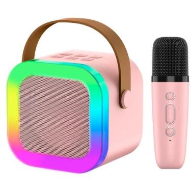 Imagem de Caixa Som Karaokê Bluetooth Microfone Sem Fio Led Rgb - Desert Ecom
