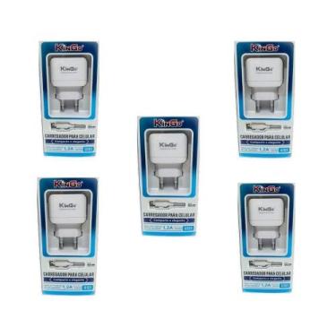 Imagem de Kit 5 Carreg. Micro-Usb V8 Kingo 1.2A 5V Para Galaxy A10S