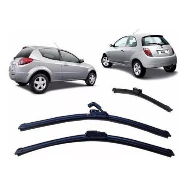 Imagem de Kit Palheta Limpador Dianteiro + Traseiro Ford Ka 98 2009 Á - RODO NAT
