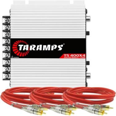 Imagem de Kit Modulo Taramps Ts400x4 + 3 Cabos Rca 1 Metro Blindado