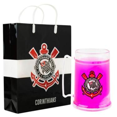 Imagem de Kit Caneca Gel Sacola Térmico 300ml Corinthians Rosa - Mileno
