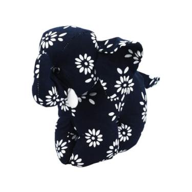 Imagem de Elefante Pelúcia Florido De Pano Azul 17cm