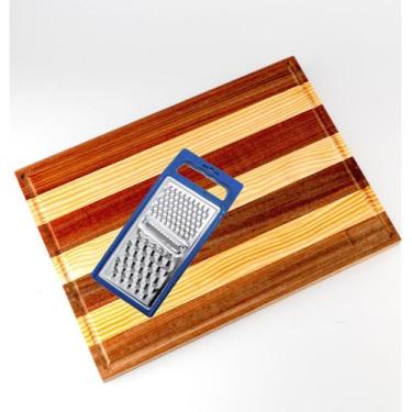 Imagem de Tábua de Carne Madeira Premium Pinus 45cm + Ralador de Inox - Móveis C