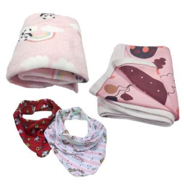 Imagem de Kit Bebê 4 Peças Cueiro Bandana e Manta Microfibra Quentinho - Koala B