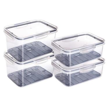 Imagem de Kit 4 Potes Herméticos 4L E 2,6L Geladeira Salada Marmita - Plasútil