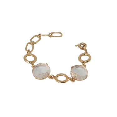 Imagem de Pulseira Elos Dourados Cristais Transparentes Folheada Ouro - Tânia Ni