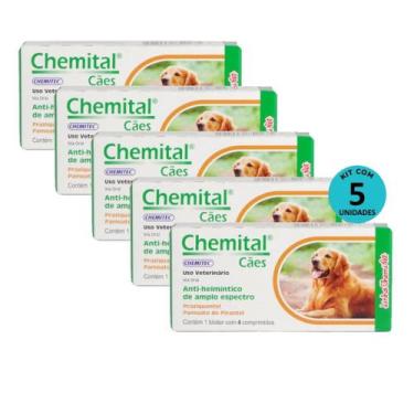 Imagem de Kit Vermífugos Chemital Cães Chemitec 4 Comp. C/ 5 caixas