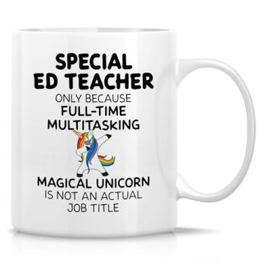 Imagem de Retreez Caneca engraçada para professores de educação especial - xícara de café ou chá de cerâmica de 325 ml - Presente especial bem-humorado para mulheres - Unicórnio não é um título de trabalho real